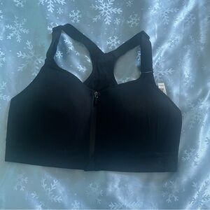 PINK Victoria's Secret Black Sports Bra , front zipper, mesh.